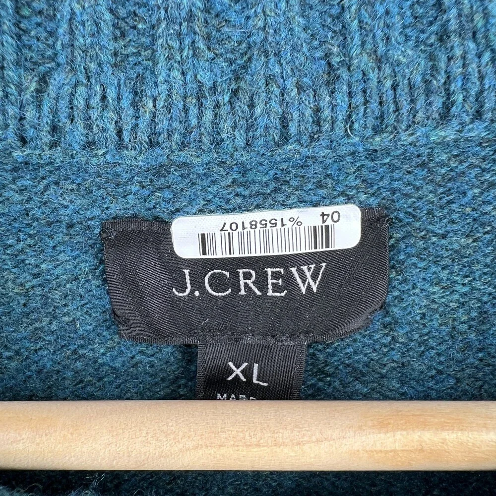 J.Crew Men’s Sweater Teal Rugged‎ Merino Wool Crewneck Jumper Mens XL